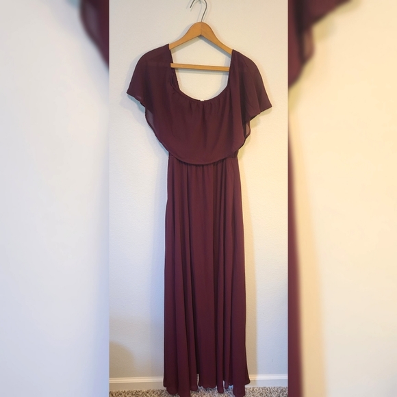 Baltic Born Maroon Long Party Dress Sheer Small - Picture 2 of 4